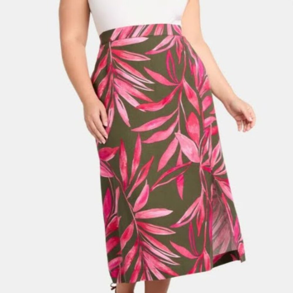 Women's Time and Tru Linen Blend Skirt with Pockets XXL or 3XL